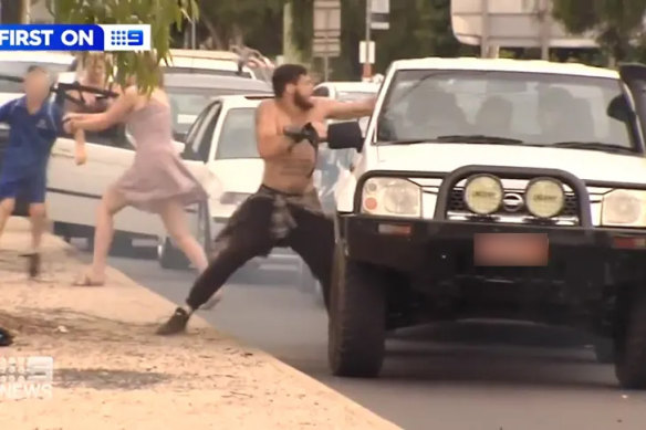 A still image taken from footage of the road rage incident that was provided to Nine News.
