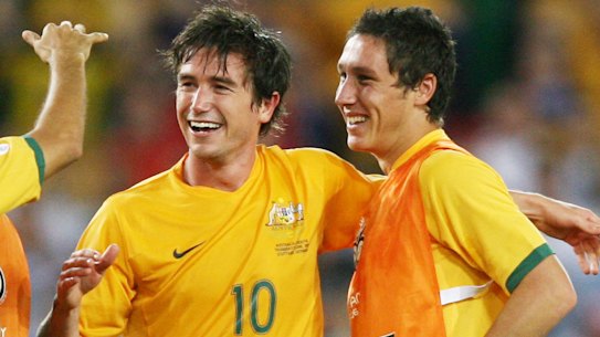 Harry Kewell and Mark Milligan during the 2006 World Cup in Germany.