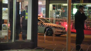 Police at the scene of the man's death in Oakleigh.