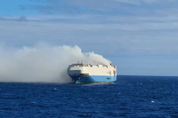 The 200-metre-long Felicity Ace car carrier caught fire and was abandoned of the coast of the Azores.