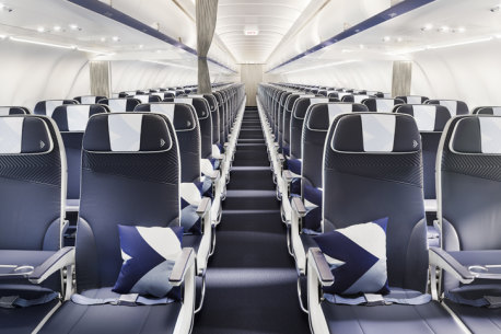 Economy seats offer a standard pitch of 30 inches (76cm) and width 18 inches (46cm).