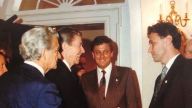 Bob Sorby with Bob Hawke and President Ronald Reagan.
