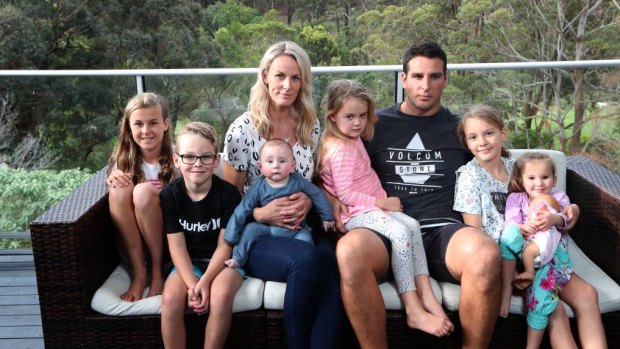 Loving family: Kristie Powell's baby son Slater will now be looked after by Michelle and Ryan Powell, pictured here with Kalani, Diesel, Airlie, Talara and Zyla.