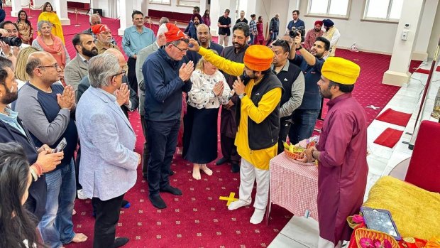 Daniel Andrews at Sri Durga Temple on Sunday.