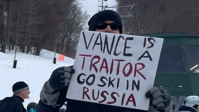 ‘Go ski in Russia’: Protesters target Vance holiday, Tesla showrooms after clash with Zelensky