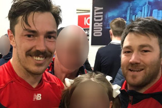 Melbourne footballer Michael Hibberd with his brother Geoffrey.
