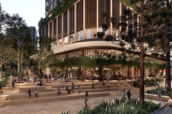 The proposed development does include open spaces, but most of them are dominated by concrete. 