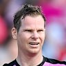 Steve Smith celebrates a record-equalling third Big Bash century earlier this year.