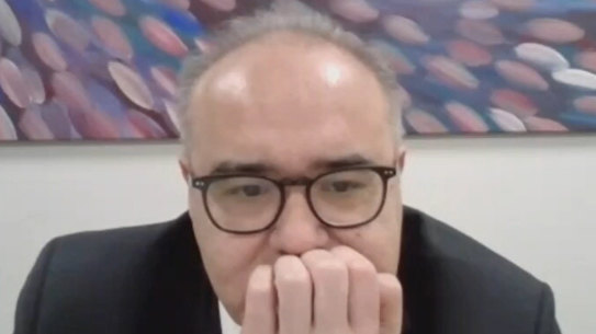 Adem Somyurek appears before the anti-corruption inquiry in November 2021.  He says he is not a conspiracy theorist.