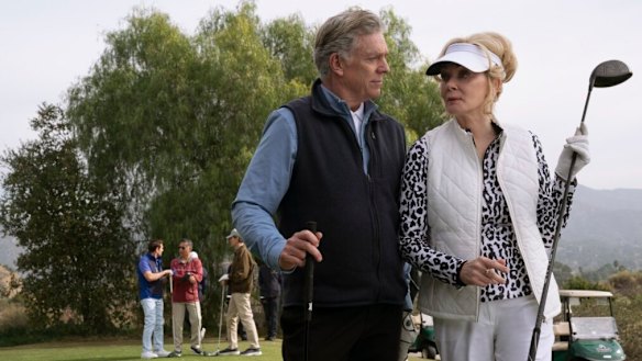 McDonald channeling his Happy Gilmore character a bit for season three as his character Marty hits the golf course alongside Deborah Vance (Jean Smart) in Hacks.
