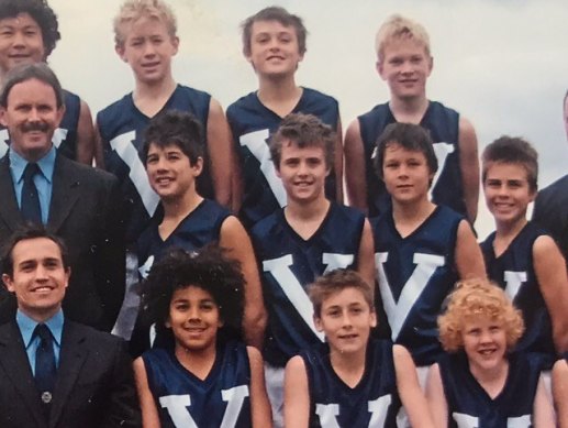The Victorian under 12 team featuring Darcy Moore (back row second from right), Christian Petracca (middle row), Touk Miller, Bailey Dale, and Clayton Oliver (front).
