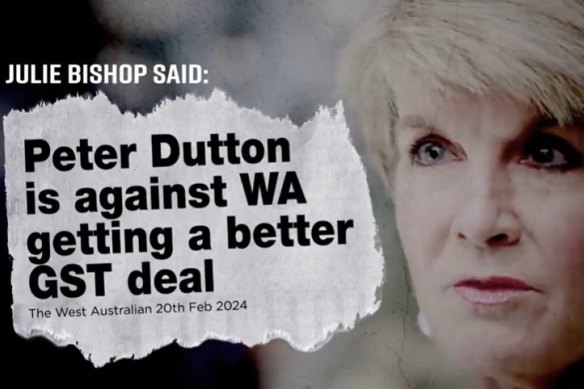 Julie Bishop is among the prominent Liberals in Labor’s ad.