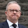 Anthony Albanese departs St Patrick’s Cathedral in Melbourne after Pope Francis’s death in April.