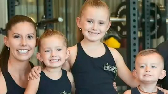 Hannah Clarke with her three children Laianah, Aaliyah and Trey.