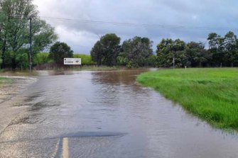 The Melba Highway at Yering has been closed due to flooding following storms on Friday night.