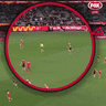 Caught in the traffic: Nate Caddy’s clash with the umpire on Saturday.