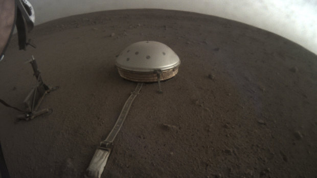 The InSight lander's dome-covered seismometer.