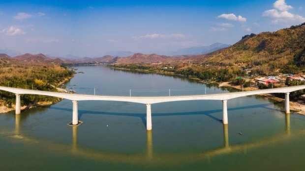 China-Laos Railway’s Luang Prabang bridge across the Mekong River.