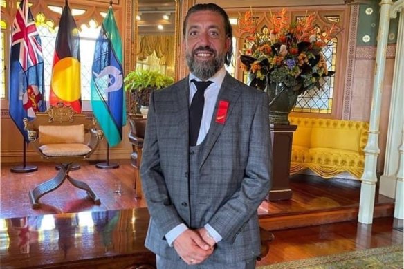 Nick Karagiannis smiles after receiving his bravery award in 2018.