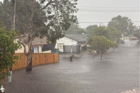 A flooded street in Seaford after Thursday night’s storm.