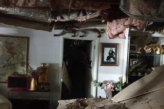 The ceiling of a Lilydale house collapses under the presser of extreme weather in Melbourne’s outer north east.