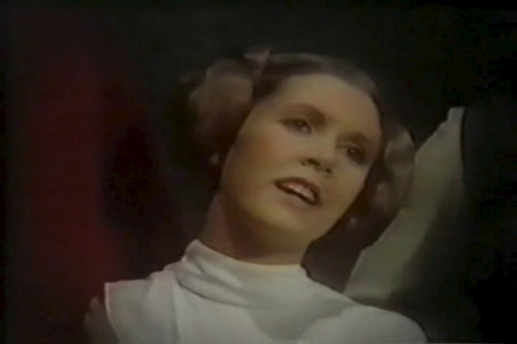 She stars, she kills, she... sings? Carrie Fisher as Princess Leia in Star Wars Holiday Special (1978).