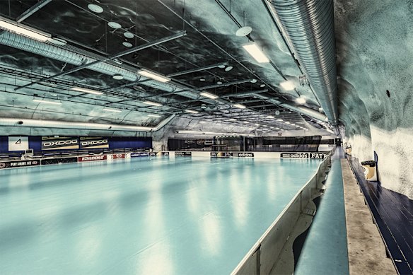 A “floorball” court in a civil defence shelter in Finland’s capital, Helsinki. 
