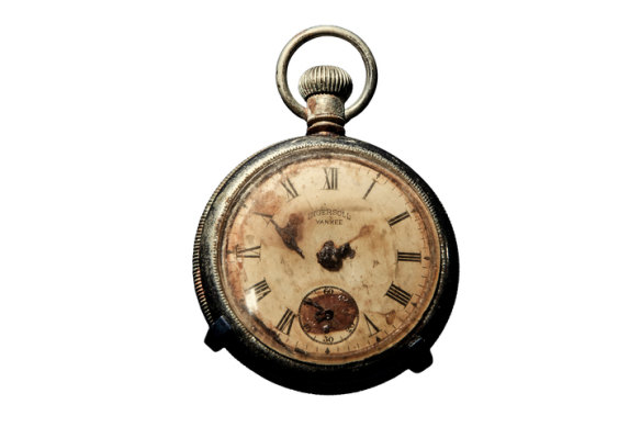 A pocket watch recovered from the body of Titanic steward Sidney Sedunary on display in Britain in 2012. 