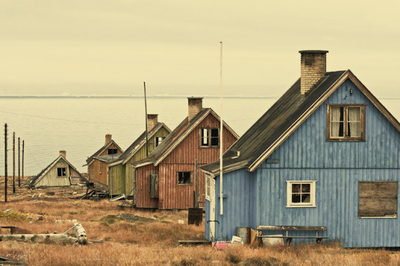 The abandoned coal-mining village of Qunlissat on Disko Island in Greenland.