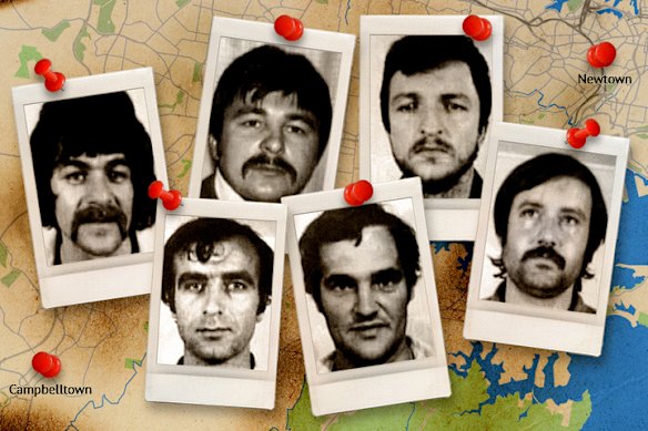 The so-called Croatian Six (clockwise from left: Ilija Kokotovic, Anton Zvirotic, Joseph Kokotovic, Vjekoslav Brajkovic, Maksimilian Bebic and Mile Nekic) were convicted over an alleged plot to bomb locations in Sydney.