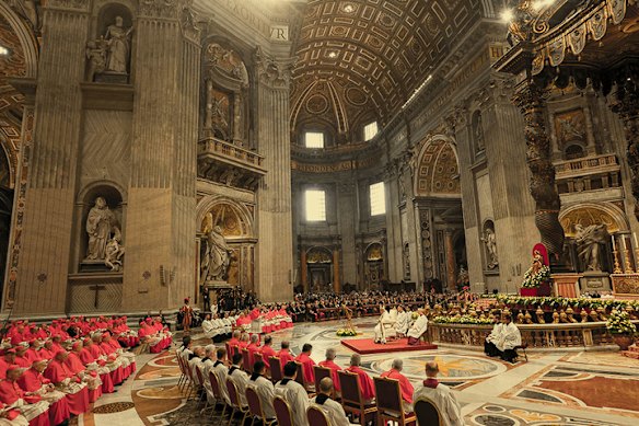 Cardinals gather in St Peter’s Basilica in Vatican City in August 2002.