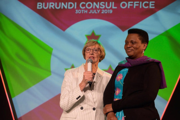 Margaret Court with first lady of Burundi, Denise Bucumi Nkurunziza. 