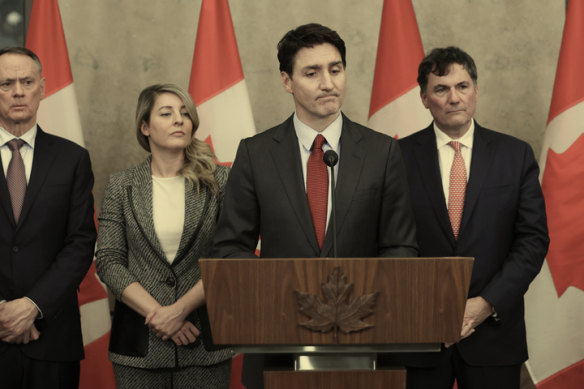 Canadian Prime Minister Justin Trudeau on February 1, when Trump announced a 25 per cent tariff on Canadian goods. 