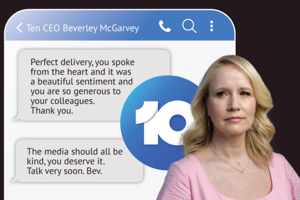 The Federal Court heard on Tuesday that Ten CEO Beverley McGarvey texted Lisa Wilkinson after her departure from The Project in November 2022.