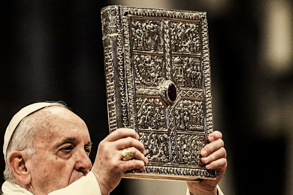 Pope Francis presides over a Mass in 2020. 