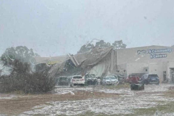 The PCYC’s roof has been partially caved in.