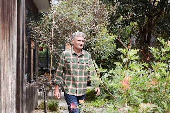 Hughes loves the breeze and the treetops in his garden. 