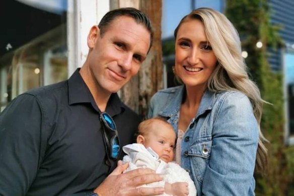 Amber Ellis, Thomas Pedersen and their baby Indigo.