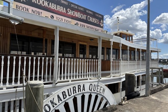 The Kookaburra Queen tethered off Colmslie Beach Reserve at Murarrie in Brisbane appears to be the one now for sale. 