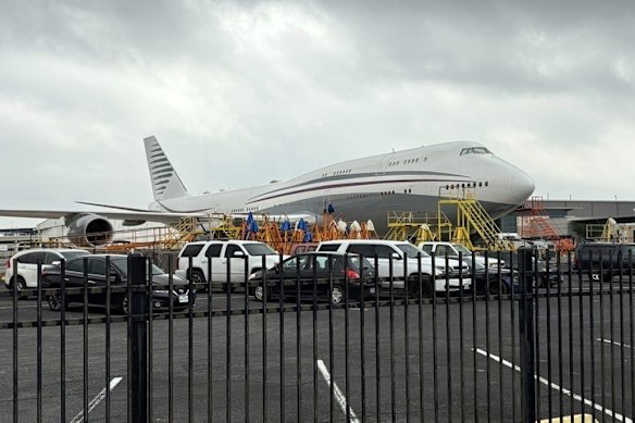 A Boeing 747-8 in the colour scheme used by the Qatari royal family at San Antonio in Texas earlier this month.