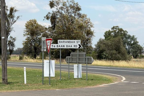 The road and train line intersect at Baan Baa, near Narrabri in the state’s north-west slopes.