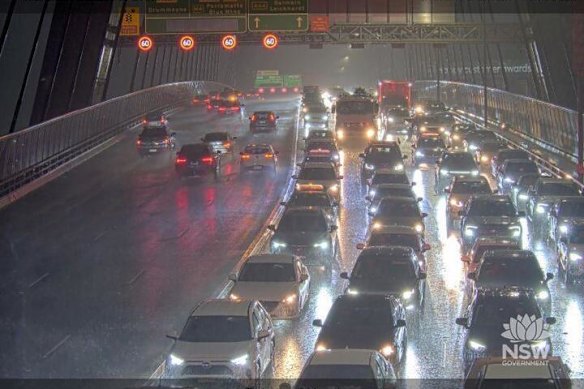 Westbound traffic has been backed up up on the Anzac Bridge for hours.