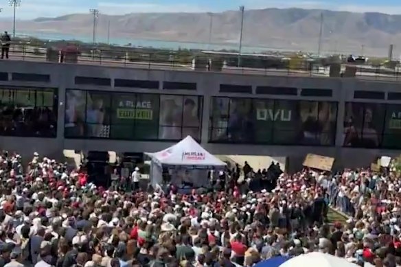 The crowd before Charlie Kirk’s event.