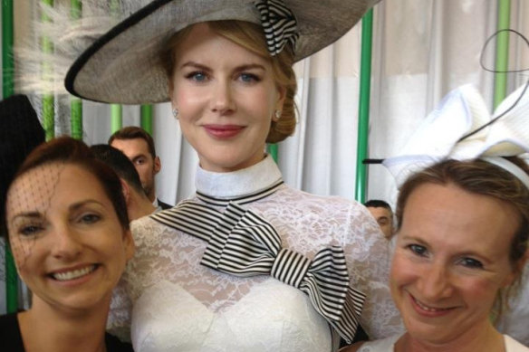 A day at the races. Halfpenny (right) with Marie Claire editor Nicky Briger (left) and Nicole Kidman.