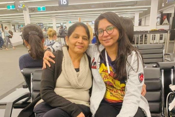 A photo taken the last time Devyani Upadhyay said good-bye her mother Sita.