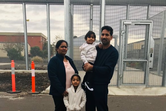 The Tamil family is pictured in detention in Melbourne.