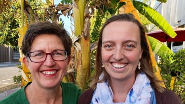Greens candidates Sally Dillon (left) and Kath Angus are contesting the March 2020 council elections, Ms Dillon for Coorparoo Ward and Ms Angus for lord mayor.
