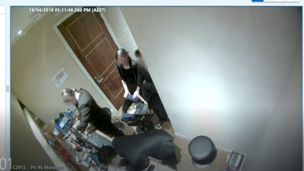  CCTV footage showing Suncity staff dealing with large amounts of cash in the junket’s private gaming salon at the Star, which one casino executive said appeared to be money laundering.
