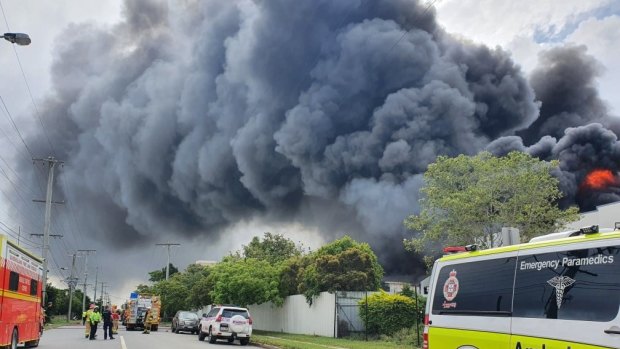 The Hemmant recycling factory fire on Wednesday.