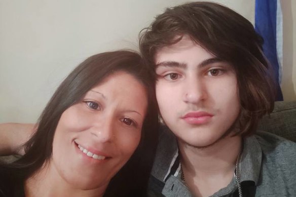 Tyrone Woxvold, 15, with his mother Carolyn. 